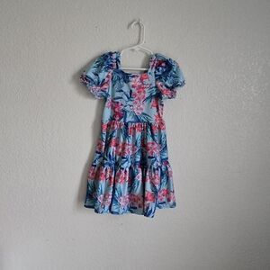 Floral Blue and Pink Kids Dress